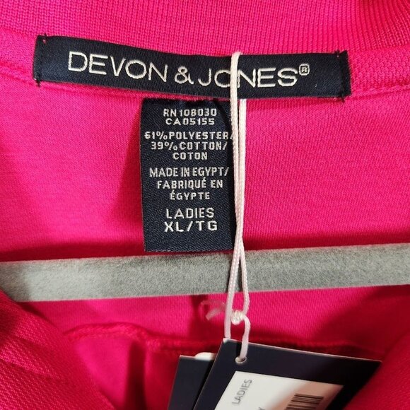 NWT‎ Devon & Jones CrownLux Performance Ladies Plaited Polo - Crown Raspberry XL - Picture 6 of 8
